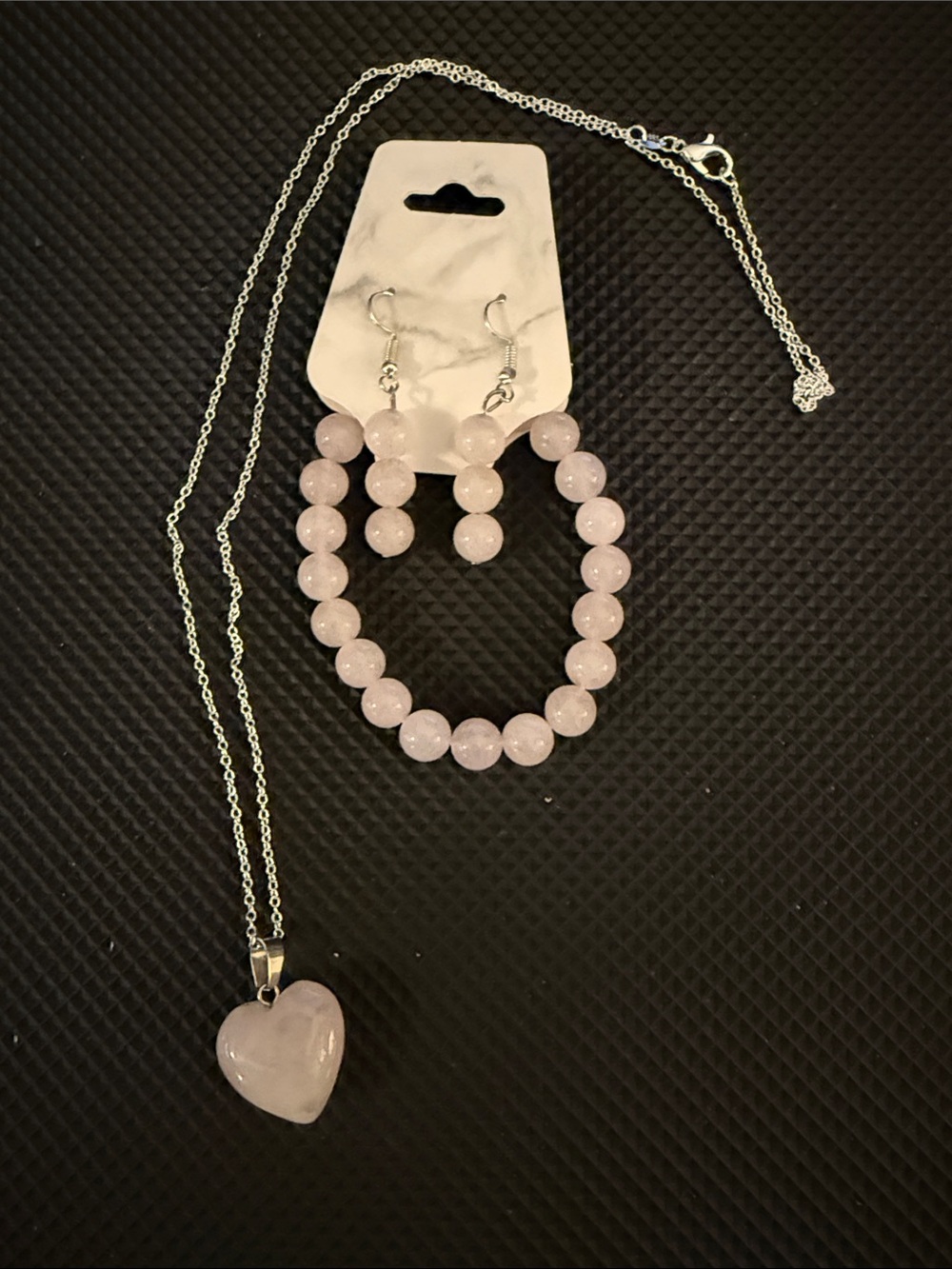 Pink Jewelry Set Necklace-Bracelet and Earrings